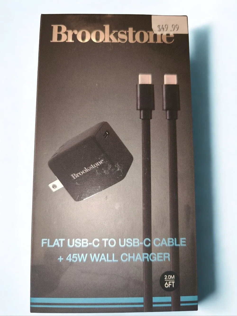NWT Brookstone USB-C To USB-C 45W Fast Charging Block And 6' Cable